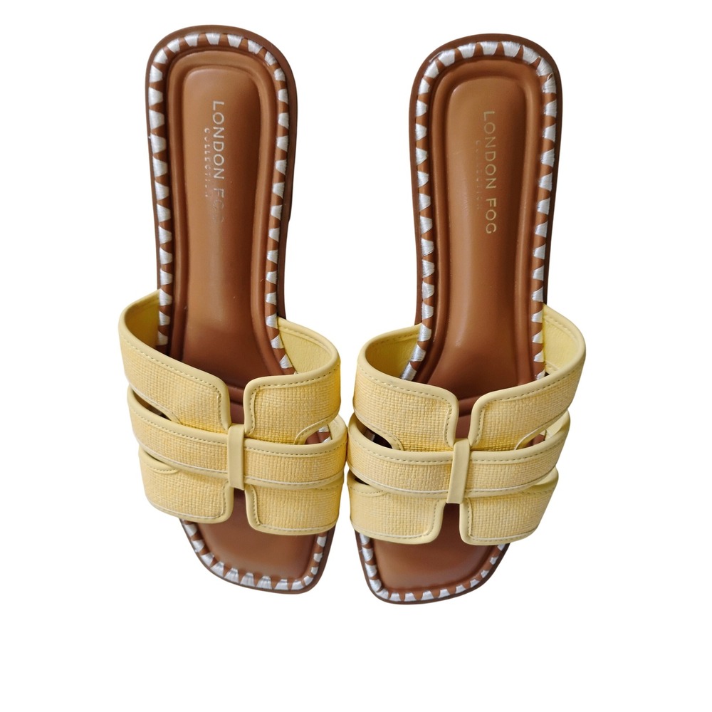 London Fog Collection Yellow Slide Sandals Strappy Womens Shoes‎ 9.5
